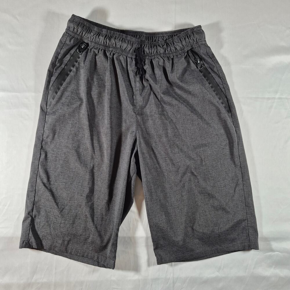 Arizona Jean Co Boys XL 18/20 Gray Athletic Shorts Zip Pockets Elastic Waist